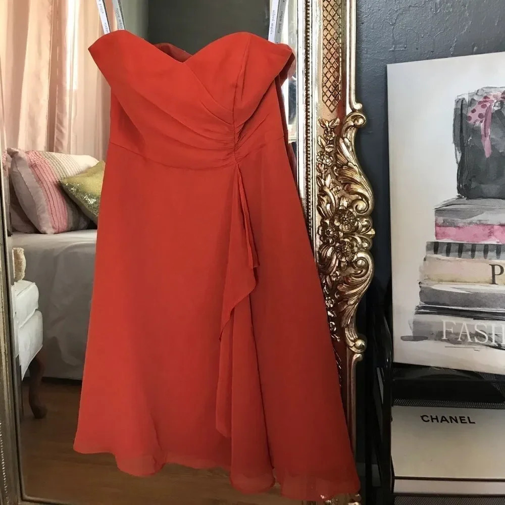 alfred angelo orange strapless dress